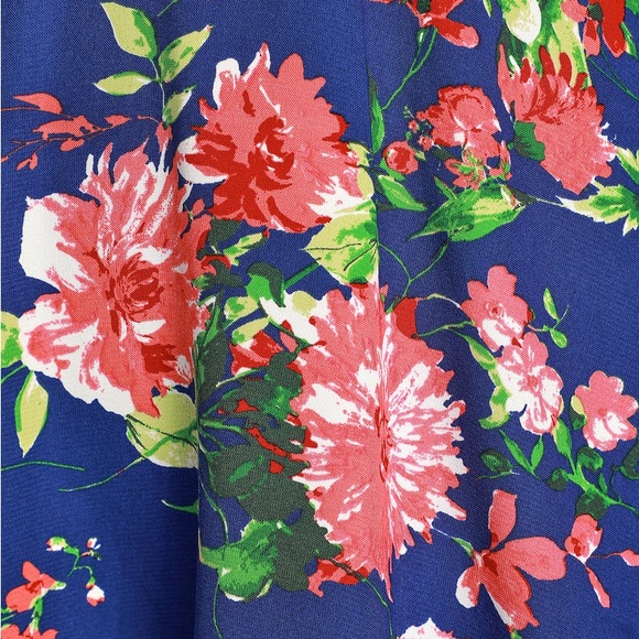 🆕Lulus Bridge to Love Cobalt Floral Print Skater Mini Dress M - Picture 6 of 8